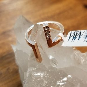 Stella Valle Rose Gold Bar Ring Swarovski Crystal